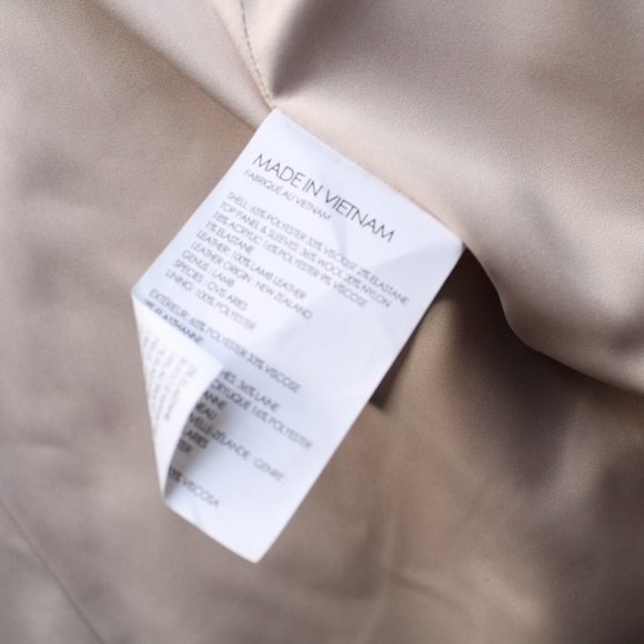 Club Monaco Faye Coat Leather Cuffs Cream Black Size Small - Picture 12 of 12